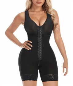 Fajas Colombianas Shapewear for Women Tummy Control Post Surgery Full Body Shaper Butt Lifter with Zipper Crotch skimsbodysuits solleonnewfajascurve e (Color: Black, size: XL)