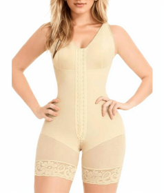 Fajas Colombianas Shapewear for Women Tummy Control Post Surgery Full Body Shaper Butt Lifter with Zipper Crotch skimsbodysuits solleonnewfajascurve e (Color: Beige, size: M)